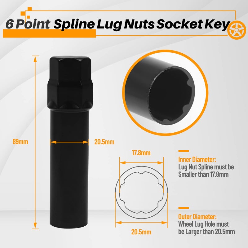 MIKKUPPA 2PCS 6 Spline 7 Spline Lug Nut Key Set  Spline Lug Nut Socket  SAE/Metric Wheel Lock Removal Tool Kit for Installation and Removal of Lug Nuts on Aftermarket Wheels - Image 2